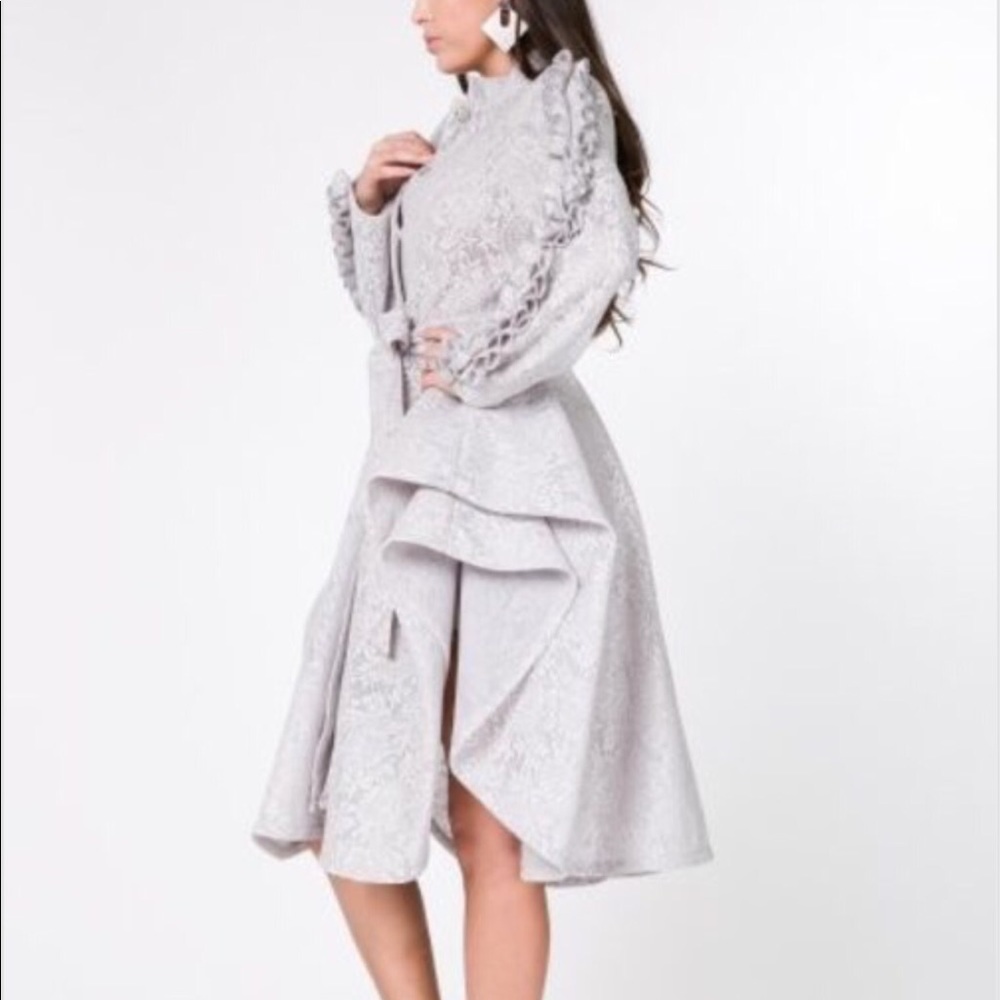 💥Last One💥 NWOT CQ by CQ Silver Lace Skater Coat - Picture 2 of 8